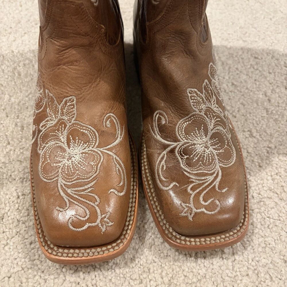 Display Try On Shyanne Women’s Lasy Floral embroidered Western Boots Brown Sz 8 - Picture 4 of 10